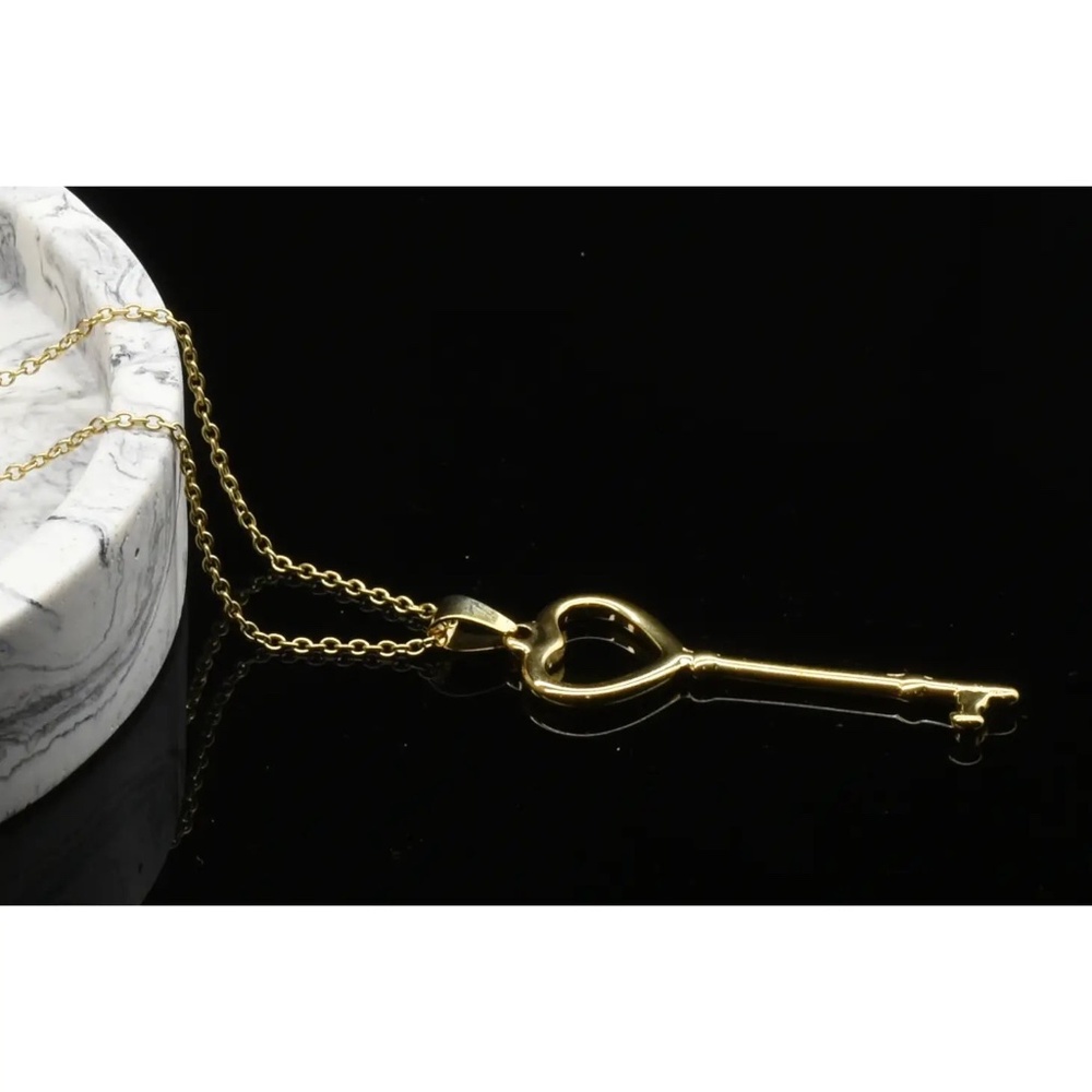 Gold Stainless Steel Key Necklace